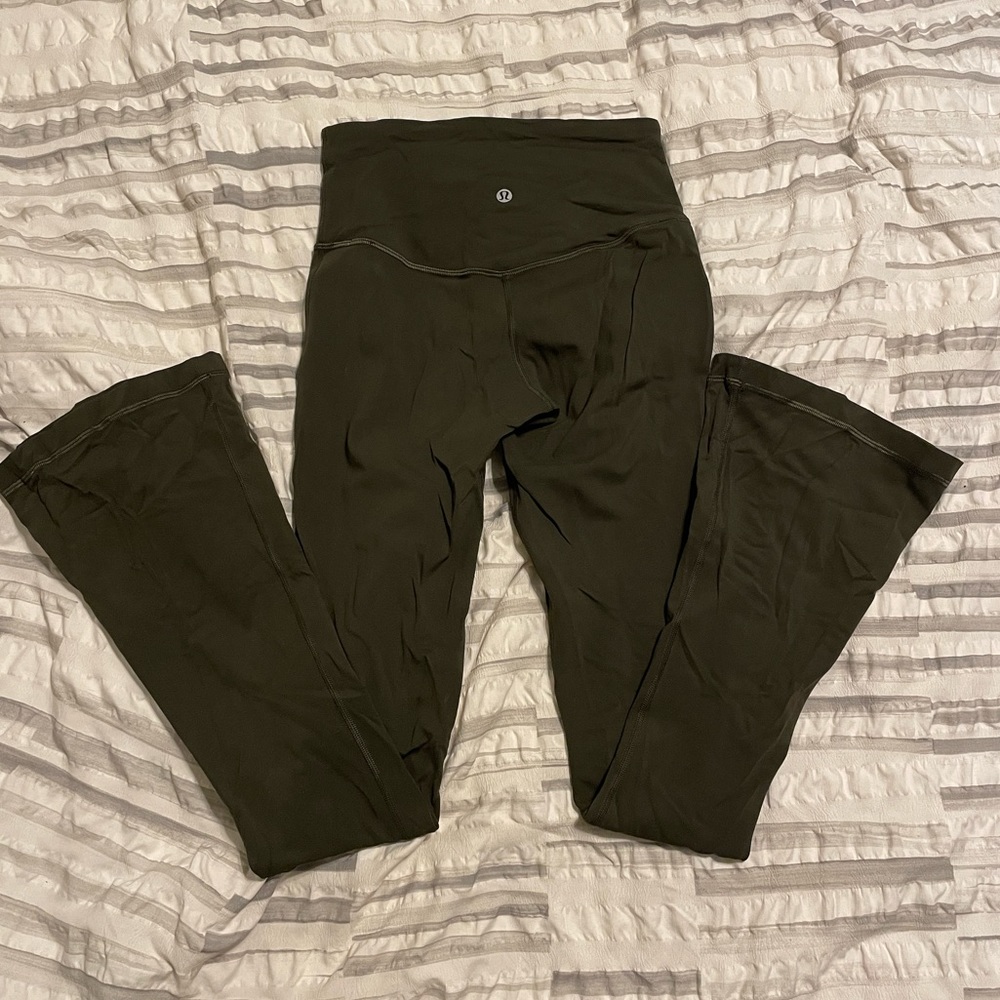 Lululemon align high rise mini flare pant, size 4 dark olive